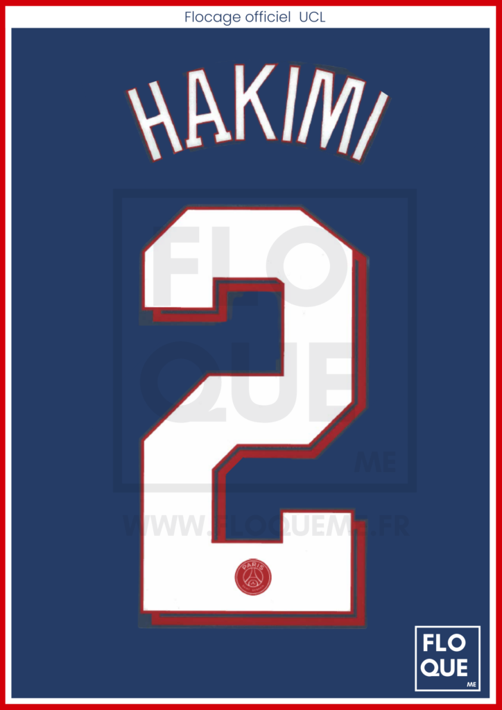 FLOCAGE OFFICIEL HAKIMI N°2 ligue des champions PSG 25/26 Third vendeur pro EUR 22,00 - ES